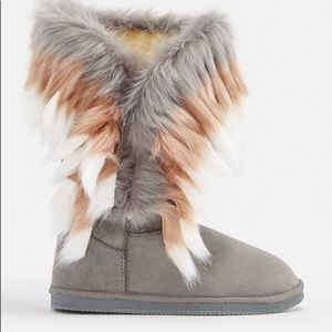 winter's coming furry fuzzy boots